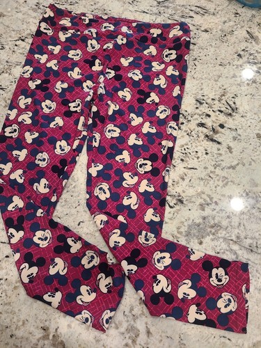 LuLa Roe Disney Women's XL Casual Leggings Pants Purple Mickey Mouse Pull-On - Picture 2 of 3