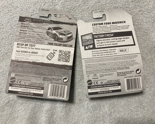 Hot Wheels 4 97 Custom Ford Maverick Ford Falcon Race Fábrica Blanco Fresco Lote de 2 - Imagen 3 de 5