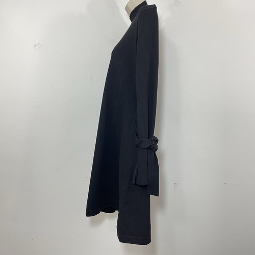 KAREN MILLEN BLACK MOCK NECK SWEATER KNIT DRESS TIE SLEEVES SIZE LARGE STRETCH - Picture 8 of 12