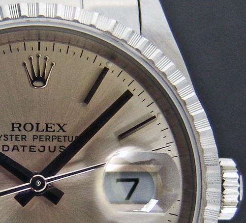 ROLEX 36mm Stainless DateJust Silver Stick Dial Engine Turned 16220 SANT BLANC - Picture 8 of 8