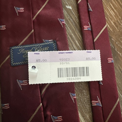 NWT $85 Royal Classic For Tom James Silk Neck Tie USA American Flag - Picture 4 of 5