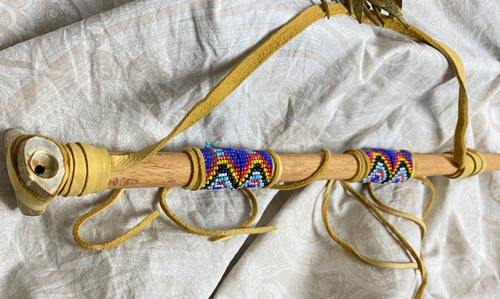 2 Native American Peace Pipes/Antler/Leather/Fur (27 &17in) K230 - Picture 11 of 12