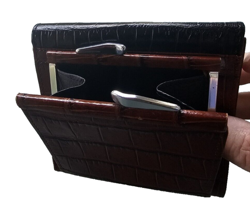 NWT Brighton Leather Crocodile Two Tone 04962 RARE Tri Fold Coin Wallet Pegasus - Picture 11 of 12