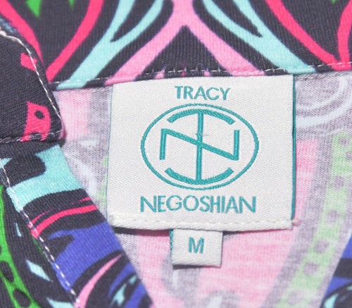Tracy Negoshian 3/4 Sleeve Blouse Women's Size Medium M Multi-Color Cotton Blend - Picture 7 of 9