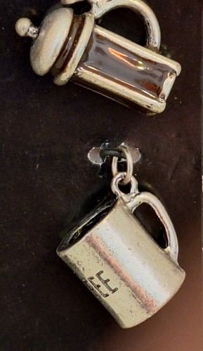Coffee Lover Charms - Travel Mug, Creamer, Coffee Mug, Cup & Spoon, French Press - Picture 3 of 4