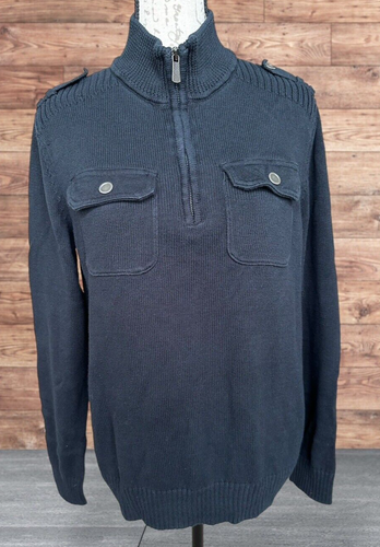 APT.9 MEDIUM BLACK 1/4 ZIPPER LONG SLEEVES MILITARY STYLE MEN'S SWEATER - Bild 2 von 6