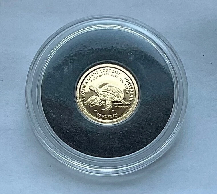 2014 Seychelles Gold Coin Sea Turtle Giant Tortoise Fauna Proof Wildlife Rupees - Image 2 of 4