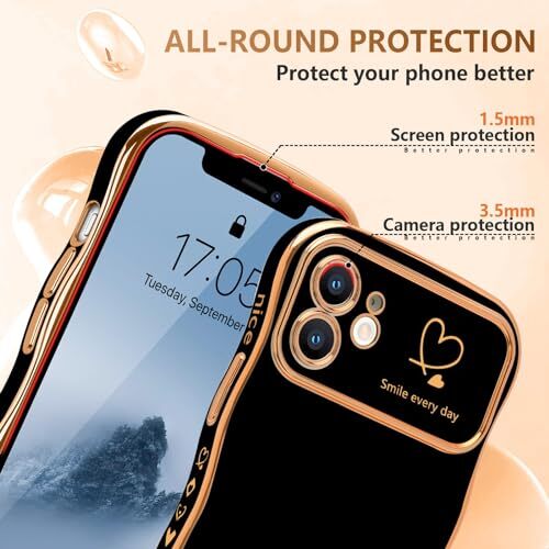 for Case for Women Girls, Cute Wave Frame Curly Shape with iPhone 11 Black - Picture 5 of 7