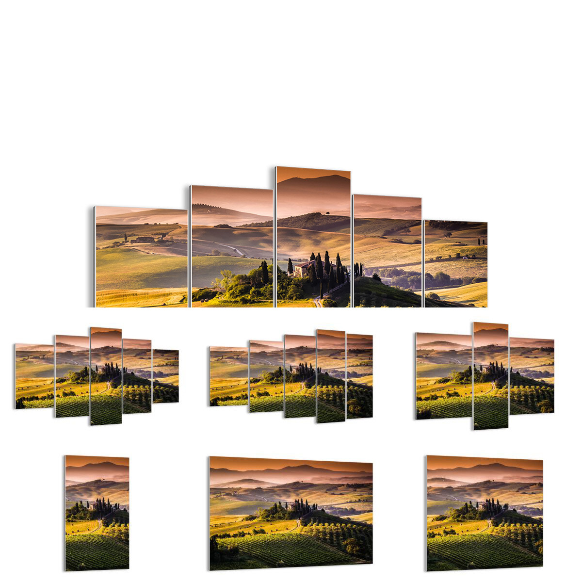 BILD AUF GLAS - GLASBILDER Foto Feld Hügel Landschaft - 30 MUSTER - DE 2465 BILD AUF GLAS - GLASBILDER Foto Feld Hügel Landschaft - 30 MUSTER - DE 2465