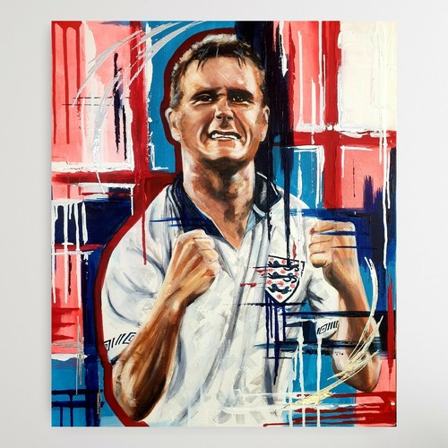 GAZZA PAUL GASCOIGNE FUSSBALL-WELTMEISTERSCHAFT BILD LEINWAND KUNST ORIGINALGEMÄLDE - Bild 4 von 6