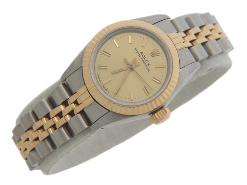Reloj perpetuo para dama Rolex de dos tonos 18K/SS ostra con esfera de champán 67193 - Imagen 3 de 7