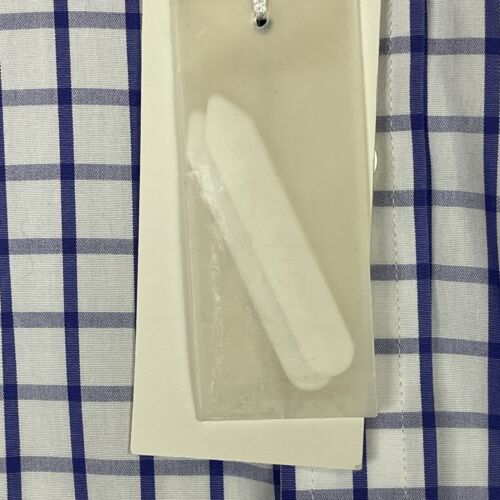 Hawes & Curtis Shirt Mens 18 Blue White Plaid Long Sleeve Button Up Adult NWT - Picture 10 of 12