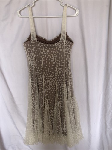 JOSEPH RIBKOFF Cream Polka Dot Lightweight Sheer Dress Size 12 Nude Underlay - Picture 5 of 11