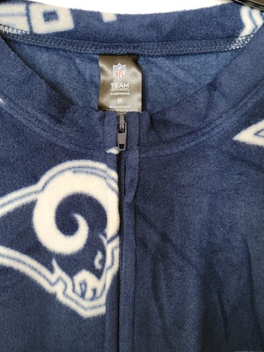 NFL Team Apparel Los Angeles Rams Zip Front Footie Pajama w/ Bag Navy Size M New - Picture 5 of 11