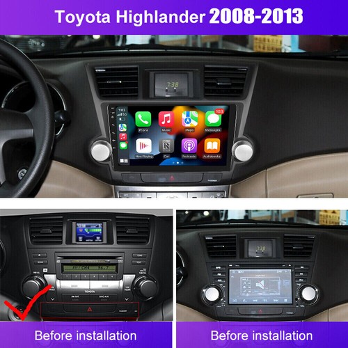 FOR 2008-2012 TOYOTA HIGHLANDER CAR STEREO RADIO 10'' ANDROID 12 CARPLAY GPS FM - Picture 2 of 18