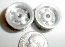 1 Pr 6 Hole Slot Car Wheels Tires 13/16" x 3/16" Tradeship 5:40 Axles 1960s NOS