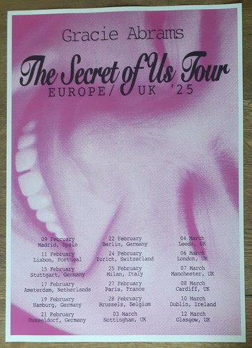 Gracie Abrams - live band music show 2025 promotional tour concert gig poster