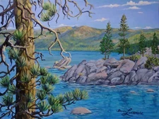 Lake Tahoe Sierra Landscape Realistic Original Oil Painting By Irene Livermore