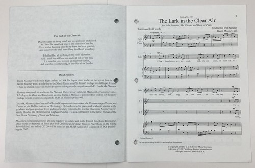 The Lark In The Clear Air SSA Chorus Harp Piano Sheet Music David Mooney ECS Pub - Picture 2 of 4