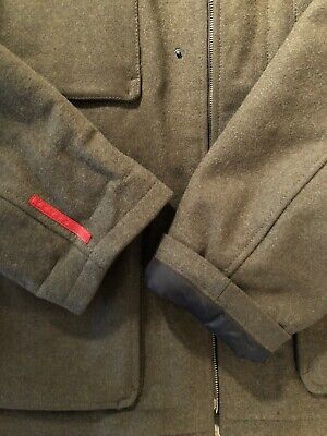 PRADA Mens Wool Coat Jacket Green Size 54 Vintage Art PRADA Mens Wool Coat Jacket Green Size 54 Vintage Art