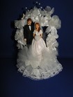 New Elegant Wedding Caketopper with Bride & Groom, decored floral background 106