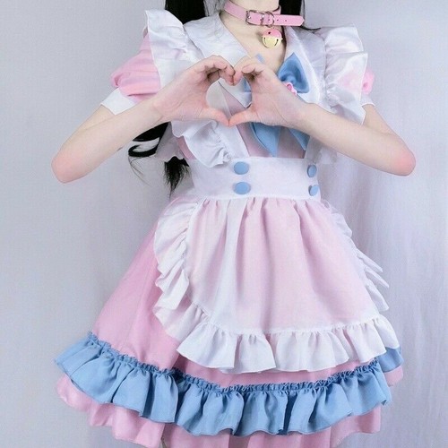 Lolita Dress Maid Costume Ruffle Frill Apron Waitress Fancy Japanese Cosplay New - Picture 8 of 14