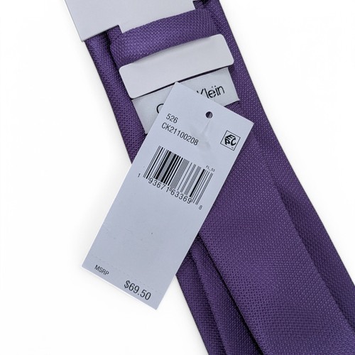 Calvin Klein Men's Sienna Solid Tie Necktie Classic 3" Purple Silk Blend $69 - Picture 3 of 5