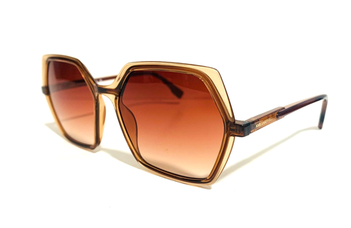 OCCHIALI DA SOLE KARL LAGERFELD KL6083S 246 MARRONE SFUMATO GEOMETRICO AUTENTICI 56-17 - Foto 3 di 9