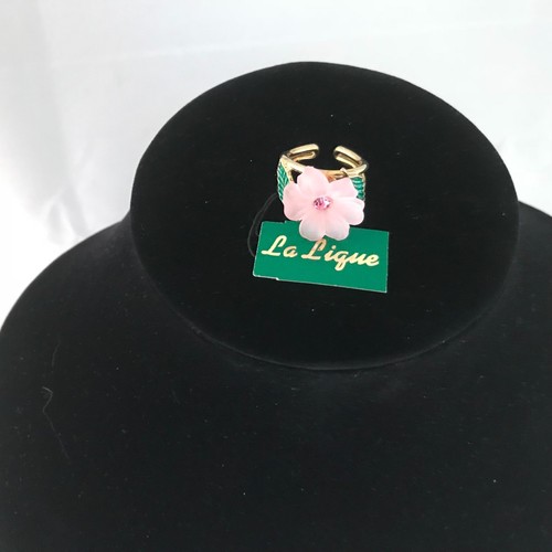 Anillo Ajustable Vintage La Lique Esmerilado Cristal Flor Talla 5 a 9 Nuevo de lote antiguo - Imagen 3 de 12