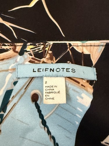 Leifnotes Anthropologie Skirt Size 2 Navy Midi Nautical Travel Coastal Ships - Picture 4 of 9