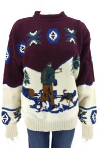 Lord-amp-Taylor-Vintage-Shetland-Wool-Sweater-Dogsled-Ralph-Lauren-Handknit-Size-L