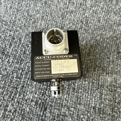 Accu-Coder 715-1-S-N Incremental Shaft Encoder 16 100uSec Cycles per Rev 12VDC 