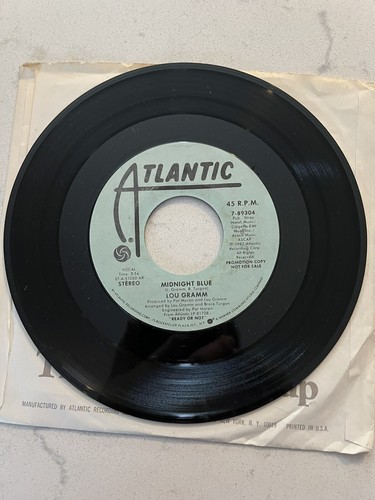 Lou Gramm PROMO Vinyl 45 ""Midnight Blue"" Atlantic Records sehr guter Zustand