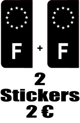 2X Sticker B NOIR BLANC GAUCHE autocollant style AUTO immatriculation BELGIQUE