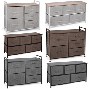 Fabric 5 Drawer Dresser And Storage Organizer Unit For Bedroom