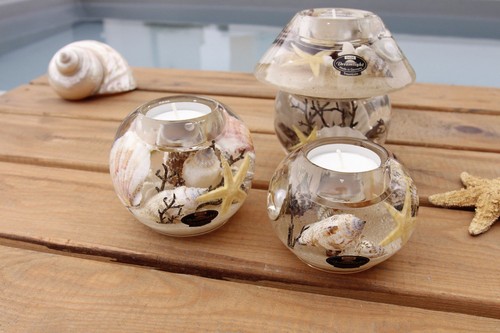 Dreamlight Teelichtleuchter Kugel SEA BREEZE D. 8cm Muschelmotiv aus Glas Gilde - Bild 2 von 2