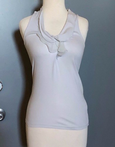 Brunello Cucinelli Babyblau Rüschen Ärmellos Baumwolle Top Italien Small