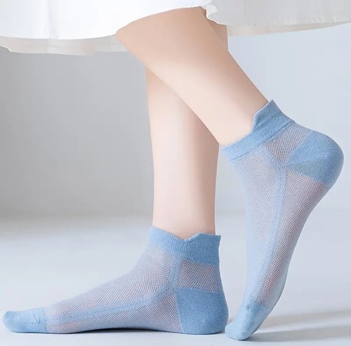 Mesh Socks Ladies 6 Pair Low Cut Solids One Size Comfort Breathable Summer Gym - Picture 9 of 10