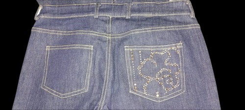Authentic ST. JOHN Rhinestone Pocket Stonewash Denim Sz 4 Jeans-NWT - Picture 4 of 8