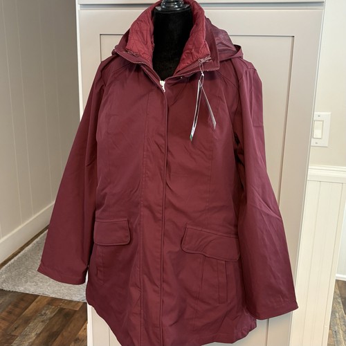 NWT Women's Lands' End 3-in-1 Systems Jacket / Vest Maroon Red Size XL Hooded - Picture 7 of 19
