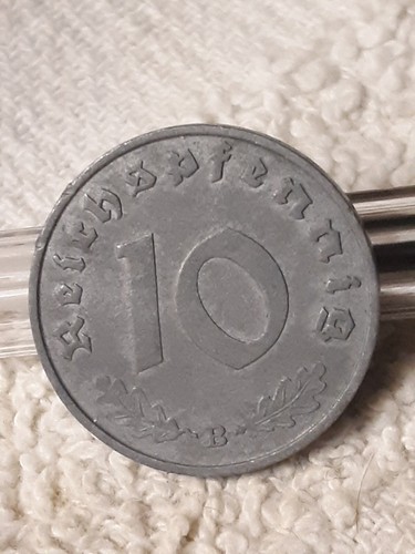 Vintage 1941 B , WW2 German 10 Reichspfennig , Dark WWII Era Circulated Coin - Picture 14 of 15