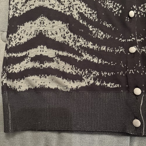 Vintage History Iceberg Cardigan Sweater Brown Tiger Stripe Sz 12 Italy Button - Picture 7 of 13