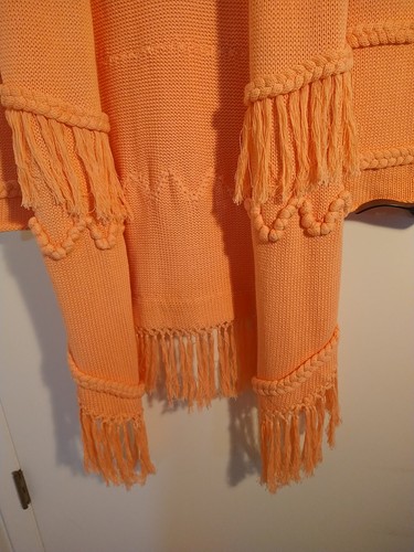 BOHO Coral Fringe Heavy Full Length Open Front Cardigan Sweater Sz M MAHIYA - Picture 9 of 9