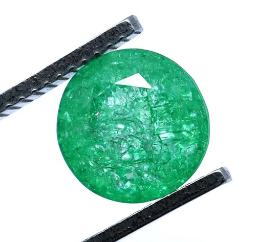 Emerald Green 7.95 Ct Natural Round Cut Certified Loose Gemstone With Free Gift - Picture 2 of 10