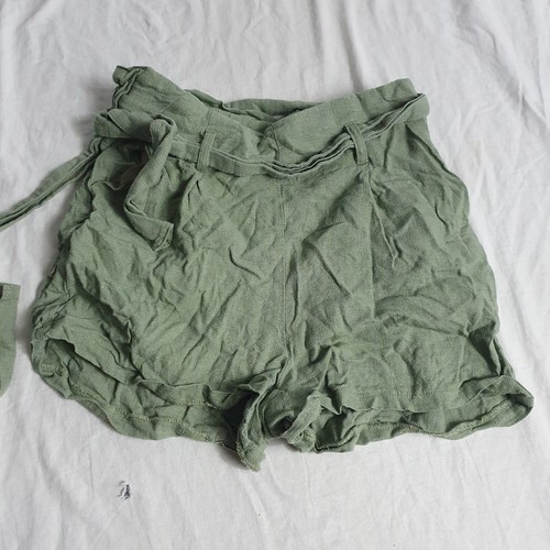 Quiz Khaki Green Linen Blend Shorts Size UK 8 - Picture 12 of 12