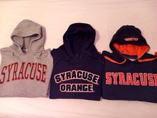 2 Syracuse University Sweatshirt LOT L XL College Hoodie hooded orange blue 
