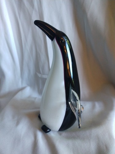 Vintage Murano Style Blown Glass Solid Penguin  6.5" Tall Used - Picture 2 of 7