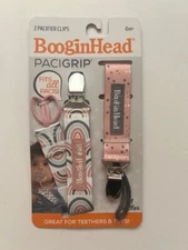BooginHead Pacifier Clip PACIGRIP - 2 Pacifier Holders - Pink Rainbows
