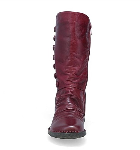 Miz Mooz Leather Ruched Mid Boots-Petrillo Bordeaux Size 7 Retails $220 - Picture 3 of 7