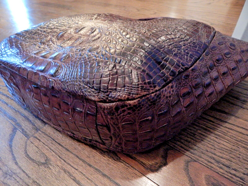 X Large BRAHMIN Brown Crocs Embossed Leather Tote Shoulder Bag! - Picture 7 of 10